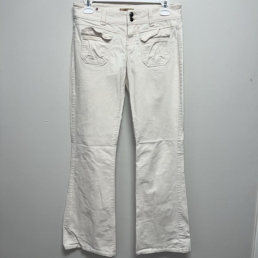 candies juniors vintage low rise corduroy cream pants size three 3